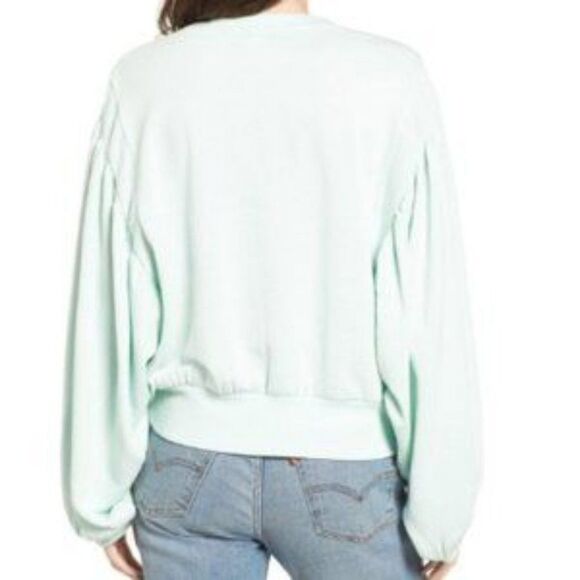 BP. Blue Puff Sleeve Sweatshirt light green size XS - Picture 2 of 6